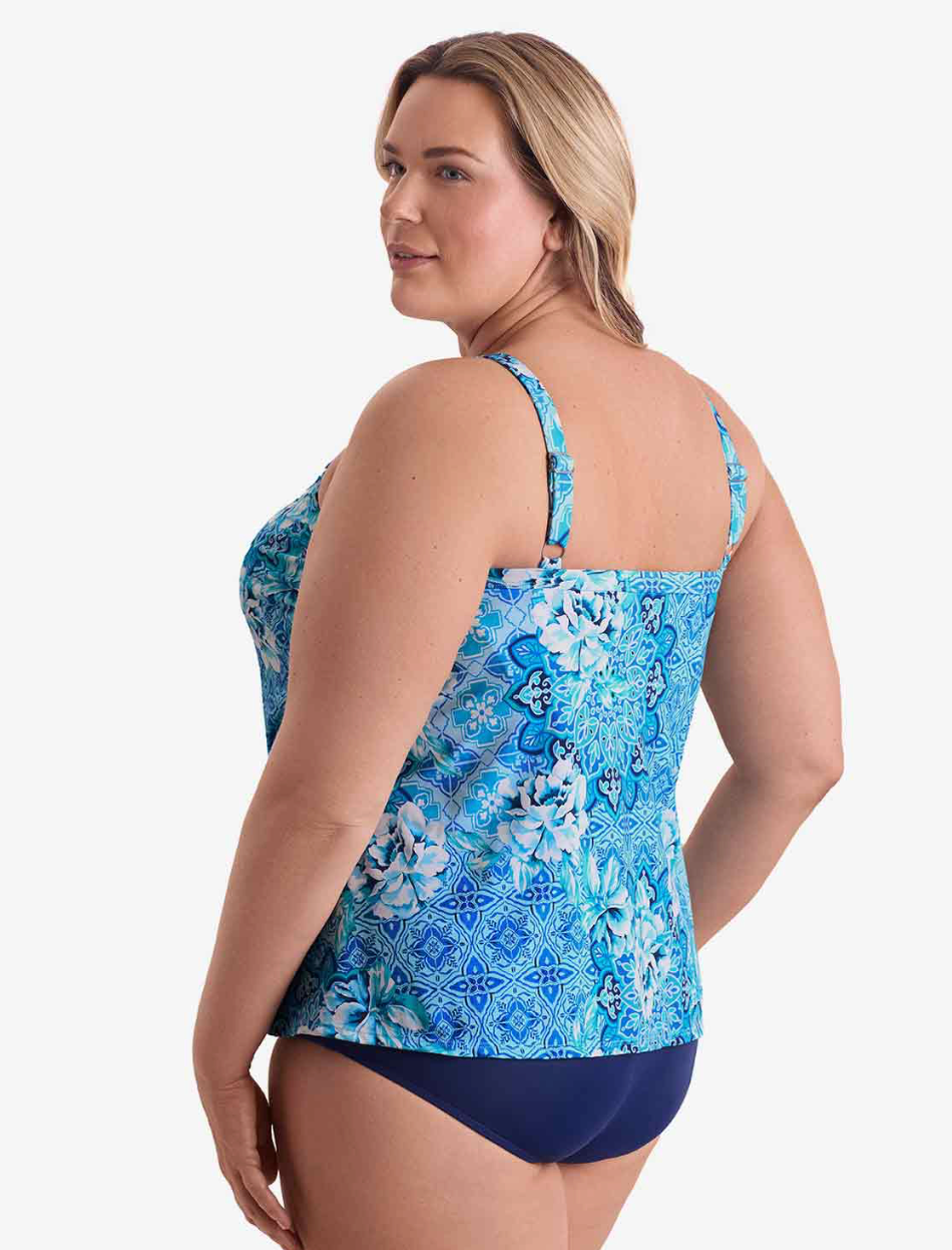 Penbrooke Barcelona Blues High Neck Plus Size Tankini - Womens Tankini Bikini Tops - Big Sun Vernon  | Okanagan Beachwear