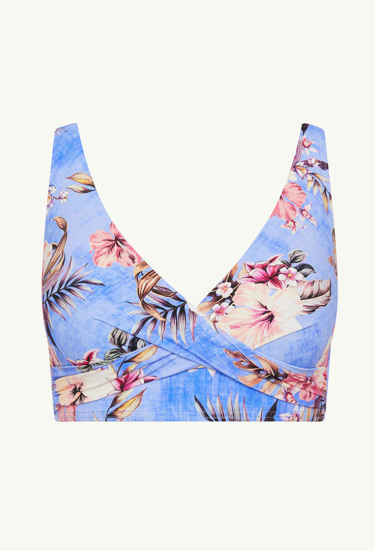 Sea Level  Blue Hawaii Cross Front Top - Womens Bralette Bikini Tops - Big Sun Vernon  | Okanagan Beachwear
