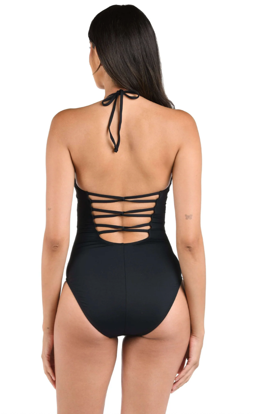 La Blanca Island Goddess Halter Strap Back One-Piece - Womens Fashion One Pieces - Big Sun Vernon  | Okanagan Beachwear