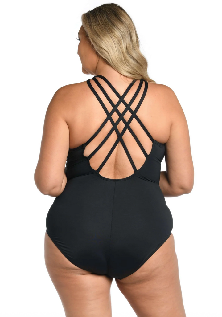 La Blanca Island Goddess Multi-Strap Cross-Back One-Piece - Womens Fashion One Pieces - Big Sun Vernon  | Okanagan Beachwear