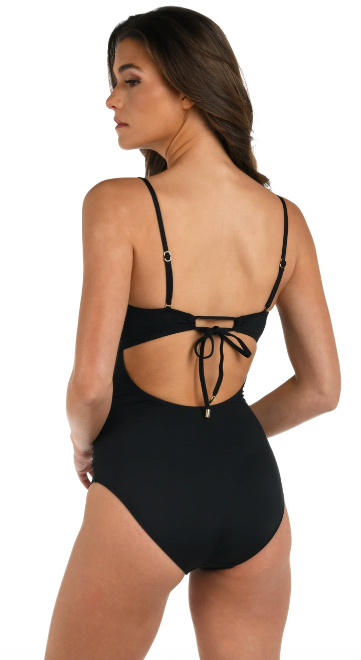 La Blanca Island Goddess Shirred Bandeau One-Piece - Womens Fashion One Pieces - Big Sun Vernon  | Okanagan Beachwear
