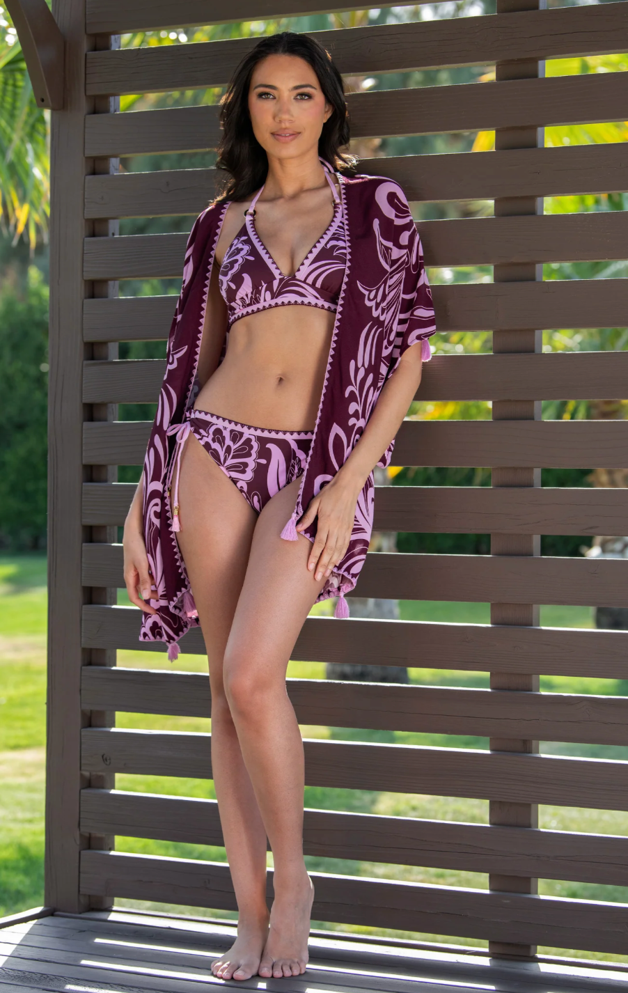 La Blanca Fiji Flora Banded Halter Triangle Top - Womens Triangle Bikini Tops - Big Sun Vernon  | Okanagan Beachwear