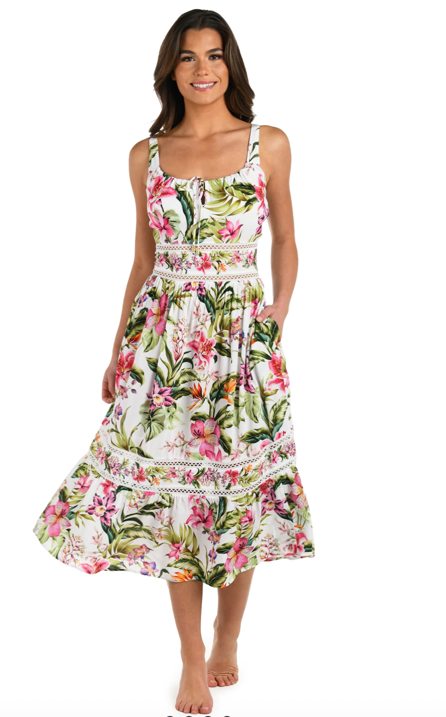 La Blanca Polynesian Paradise Tunnel Neck Midi Dress - Womens Casual Dresses - Big Sun Vernon  | Okanagan Beachwear