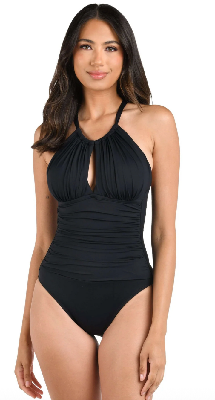 La Blanca Island Goddess High Neck Keyhole One Piece - Womens Fashion One Pieces - Big Sun Vernon  | Okanagan Beachwear