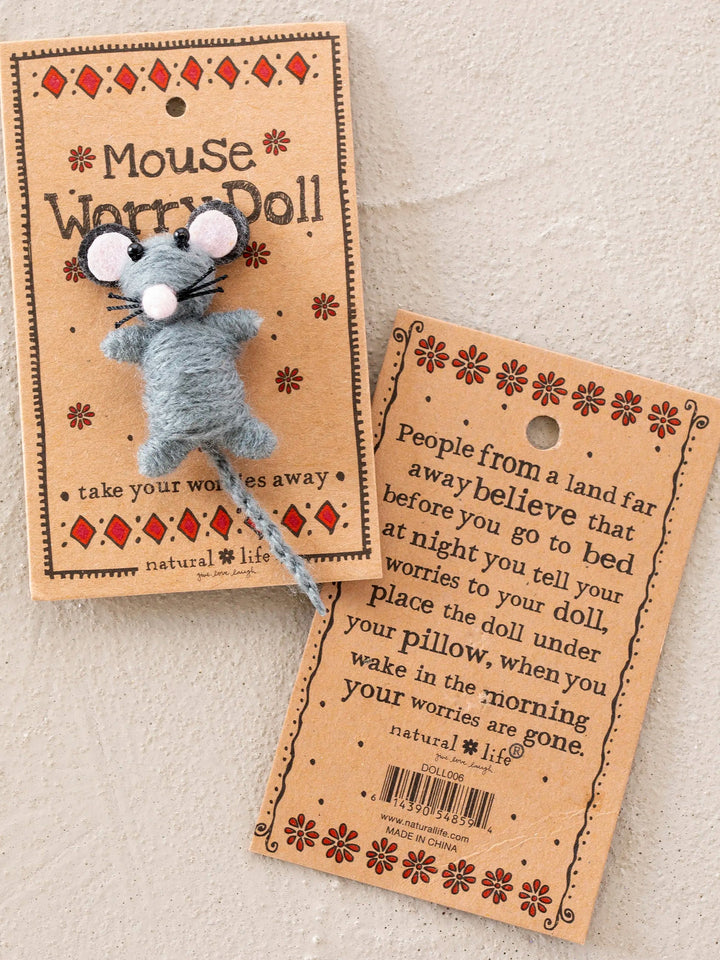 Natural Life Worry Doll Ash Mouse