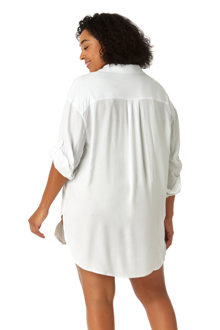 Anne Cole Boyfriend Button Down Shirt Swimsuit Cover Up - Womens Casual Coverups - Big Sun Vernon  | Okanagan Beachwear
