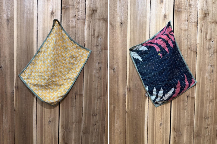 Vintage Kantha Kitchen Towel 14"x18"