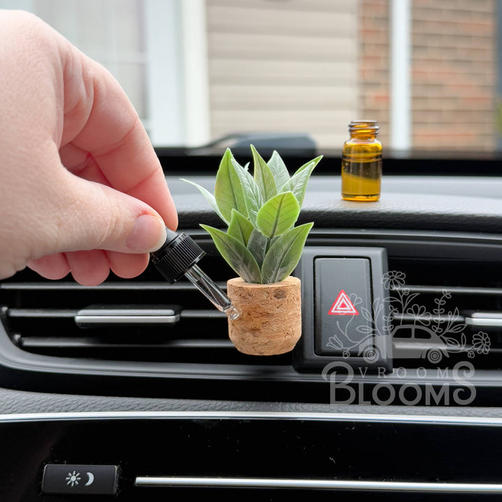 Vroom Blooms Tall Leafy Plant Vent Clip Car Air Freshener (Reusable)