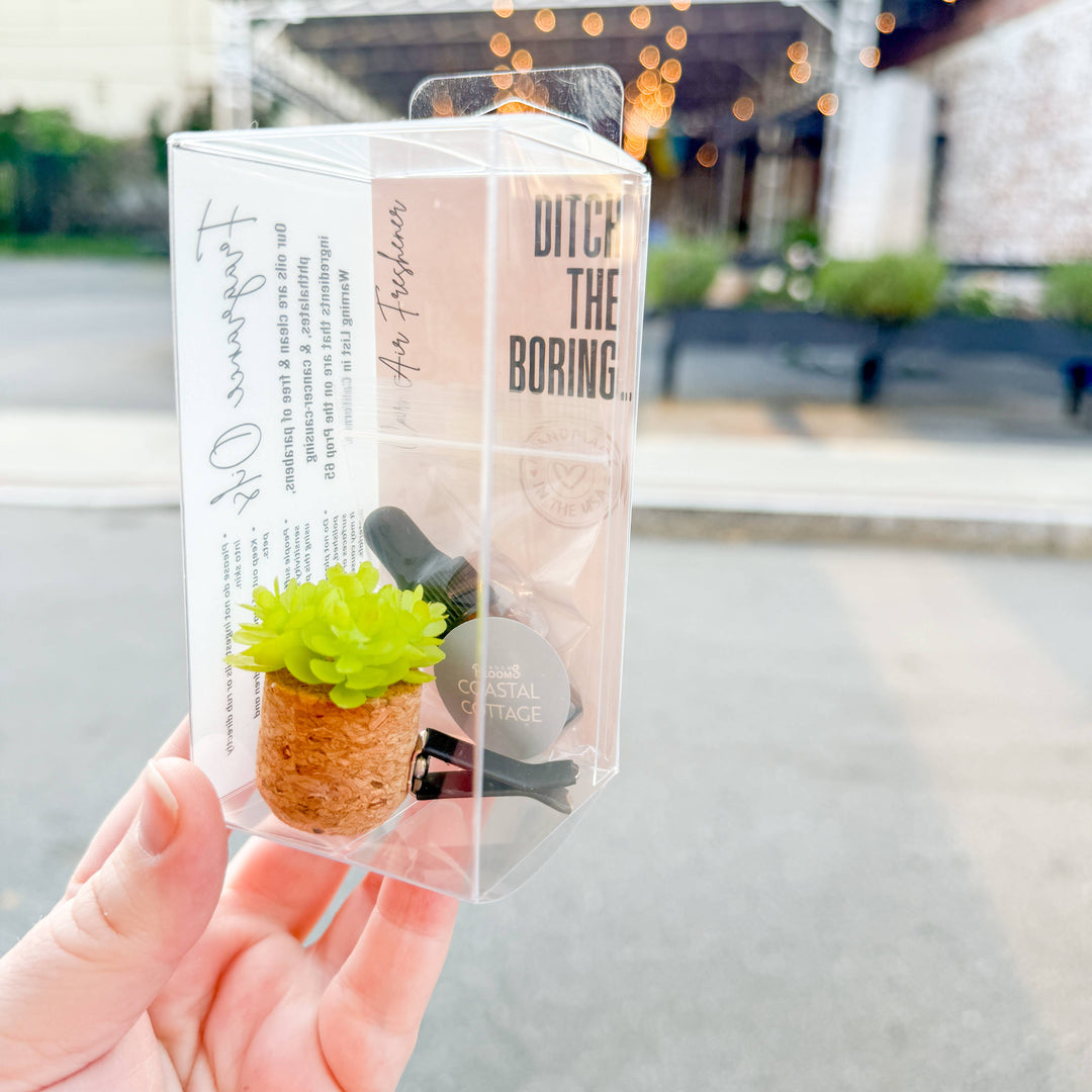 Vroom Blooms Bright Green Succulent Vent Clip Car Air Freshener (Reusable)