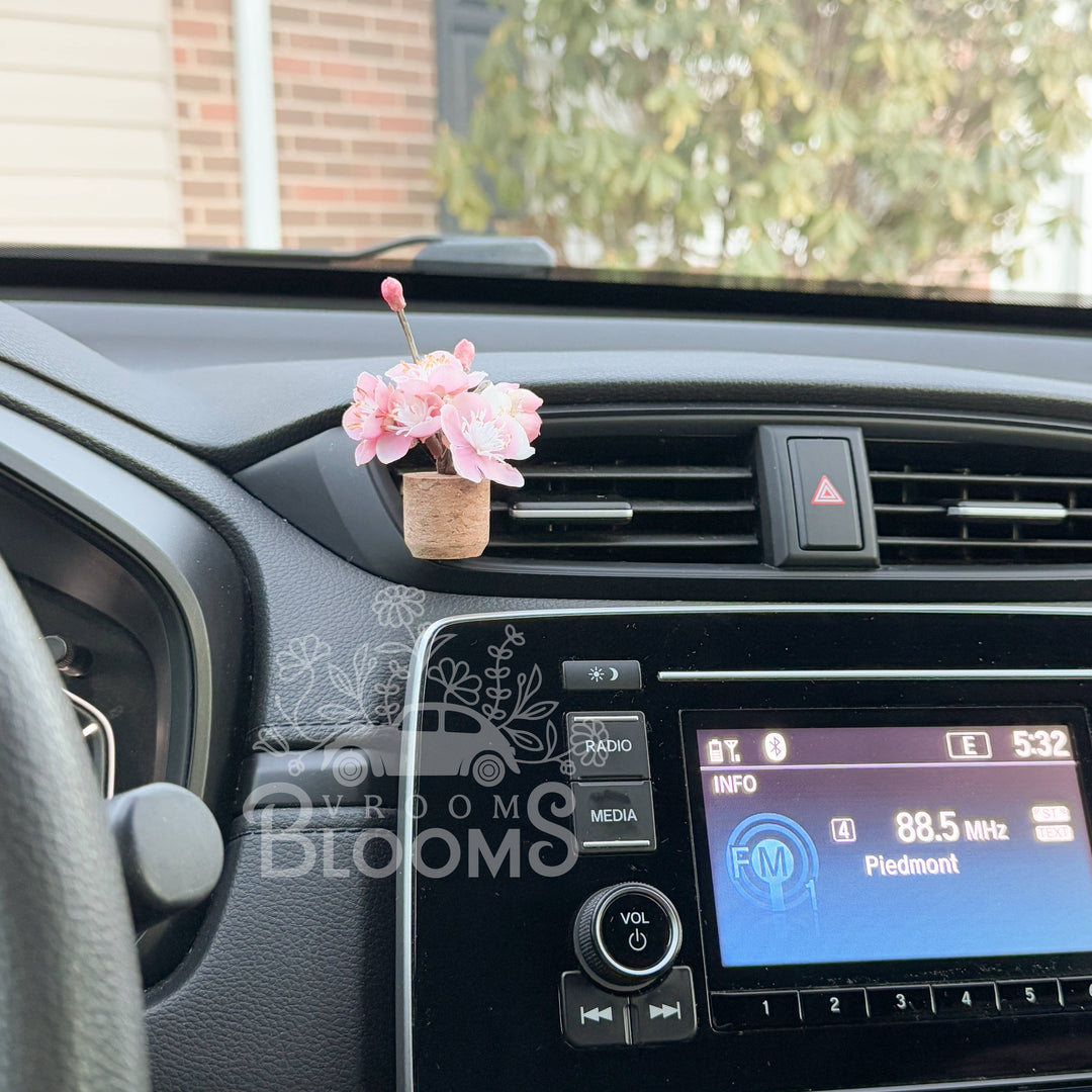 Vroom Blooms Pink Cherry Blossom Vent Clip Car Air Freshener (Reusable)
