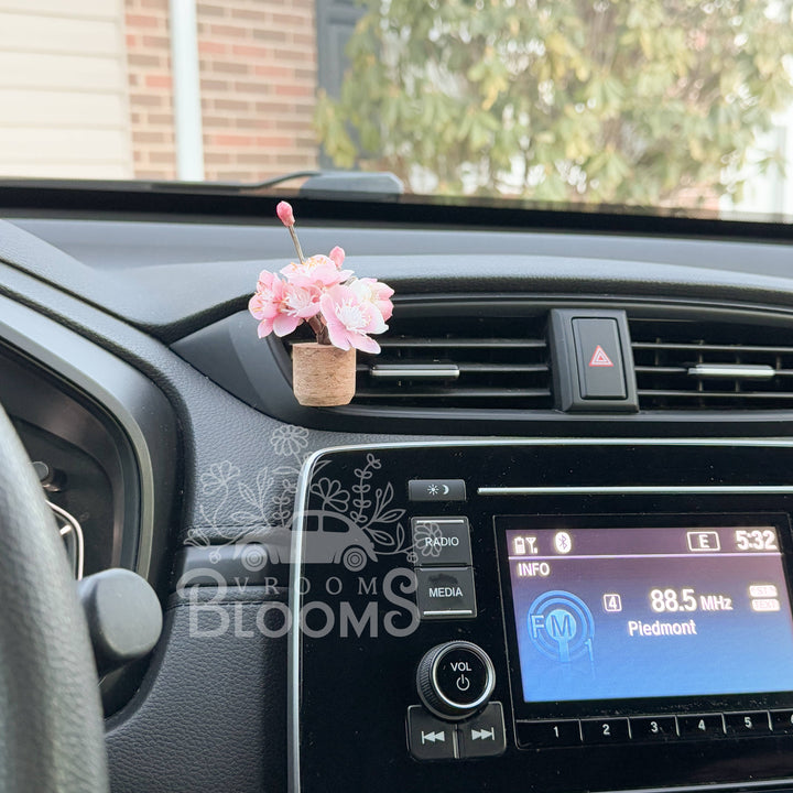Vroom Blooms Pink Cherry Blossom Vent Clip Car Air Freshener (Reusable)