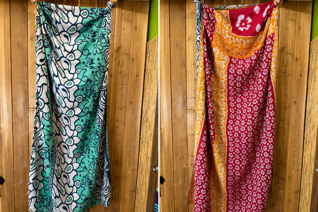 Vintage Kantha Quilt Reversible Handmade Throw