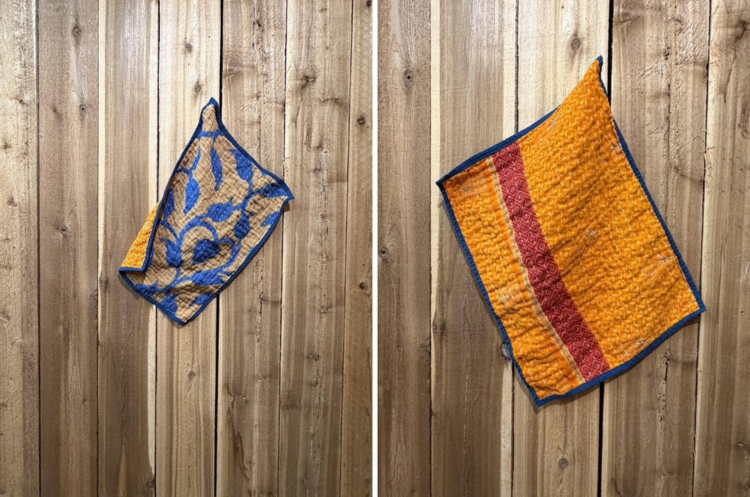 Vintage Kantha Kitchen Towel 14"x18"