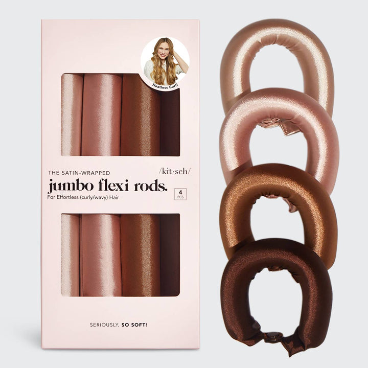 Kitsch Satin Jumbo Flexi Rods 4pc Set- Rosewood
