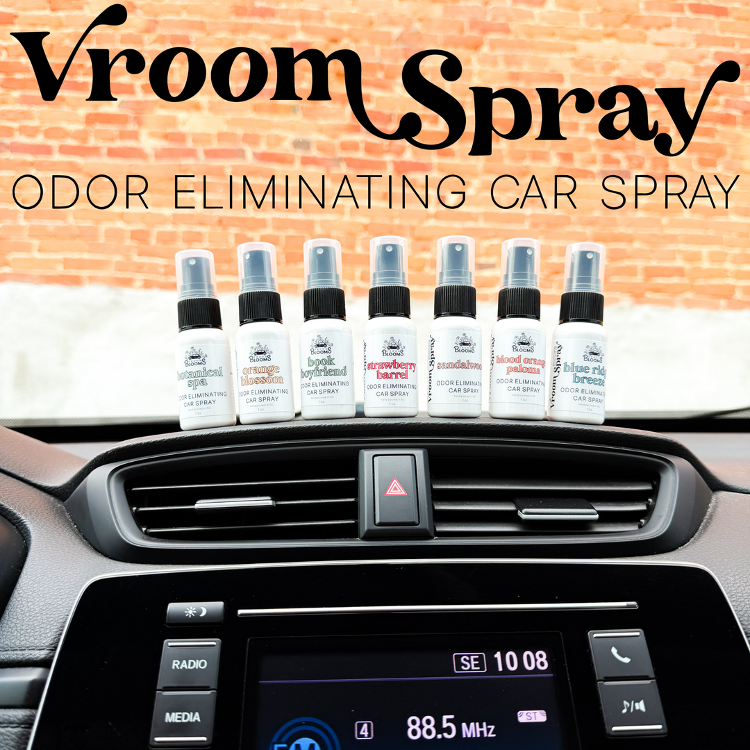 Vroom Blooms Spray Odor Eliminating Car Air Freshener & Interior Spray - Handmade in the USA
