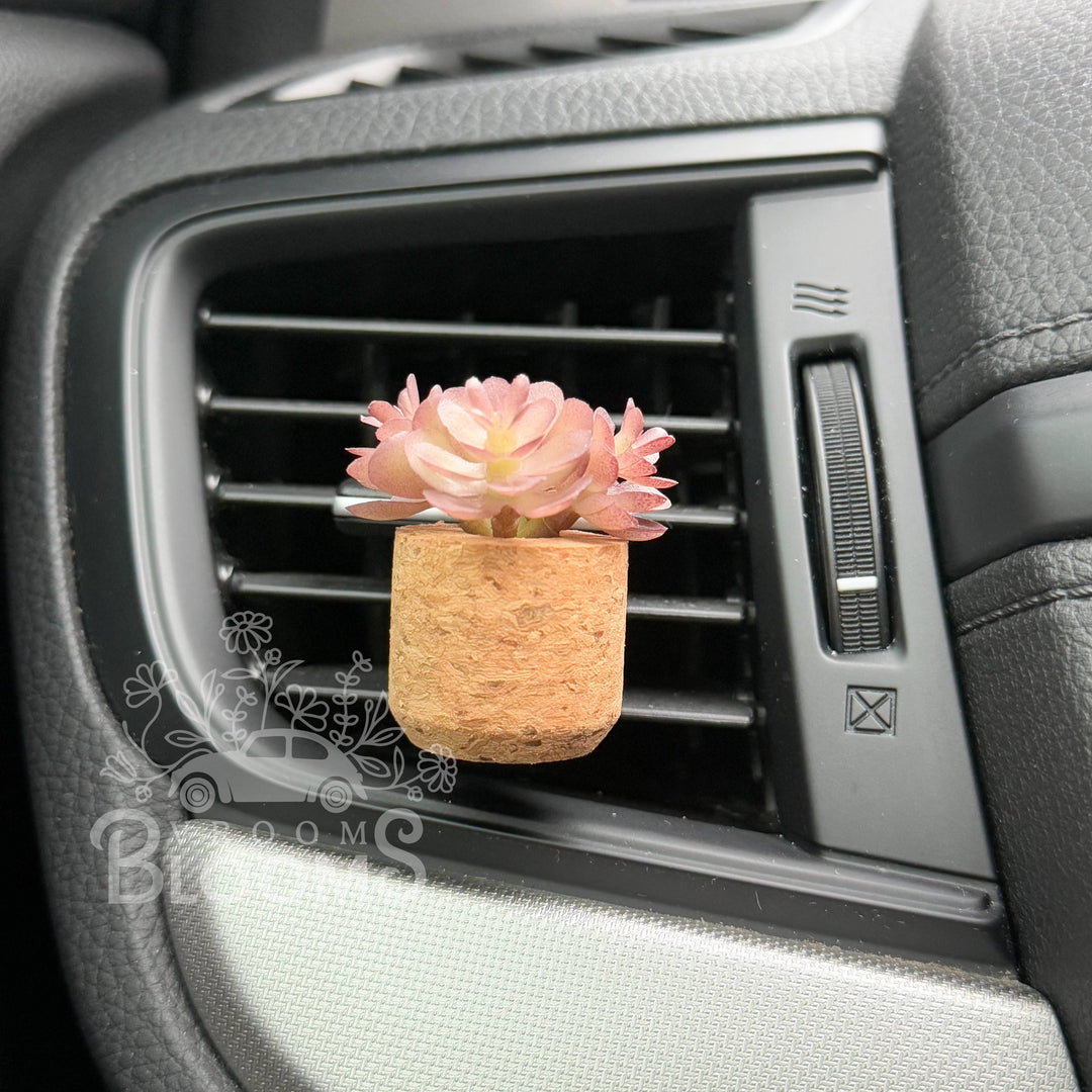 Vroom Blooms Mauve Succulent Vent Clip Car Air Freshener (Reusable)