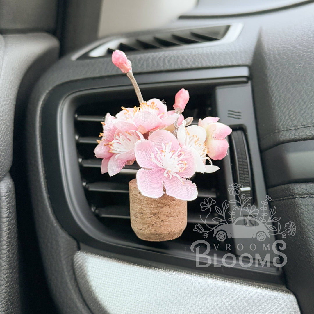 Vroom Blooms Pink Cherry Blossom Vent Clip Car Air Freshener (Reusable)