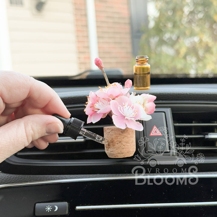 Vroom Blooms Pink Cherry Blossom Vent Clip Car Air Freshener (Reusable)