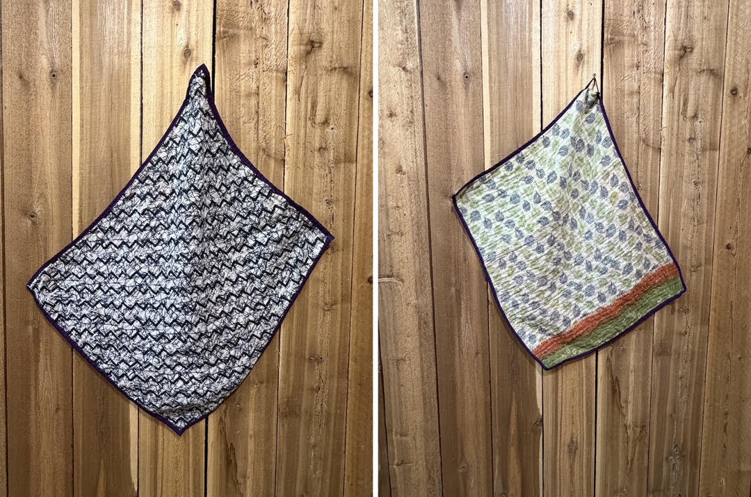 Vintage Kantha Kitchen Towel 20"x25"