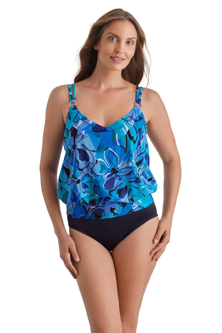 Penbrooke Shapesolver Organic Bloom V Neck Blouson One Piece