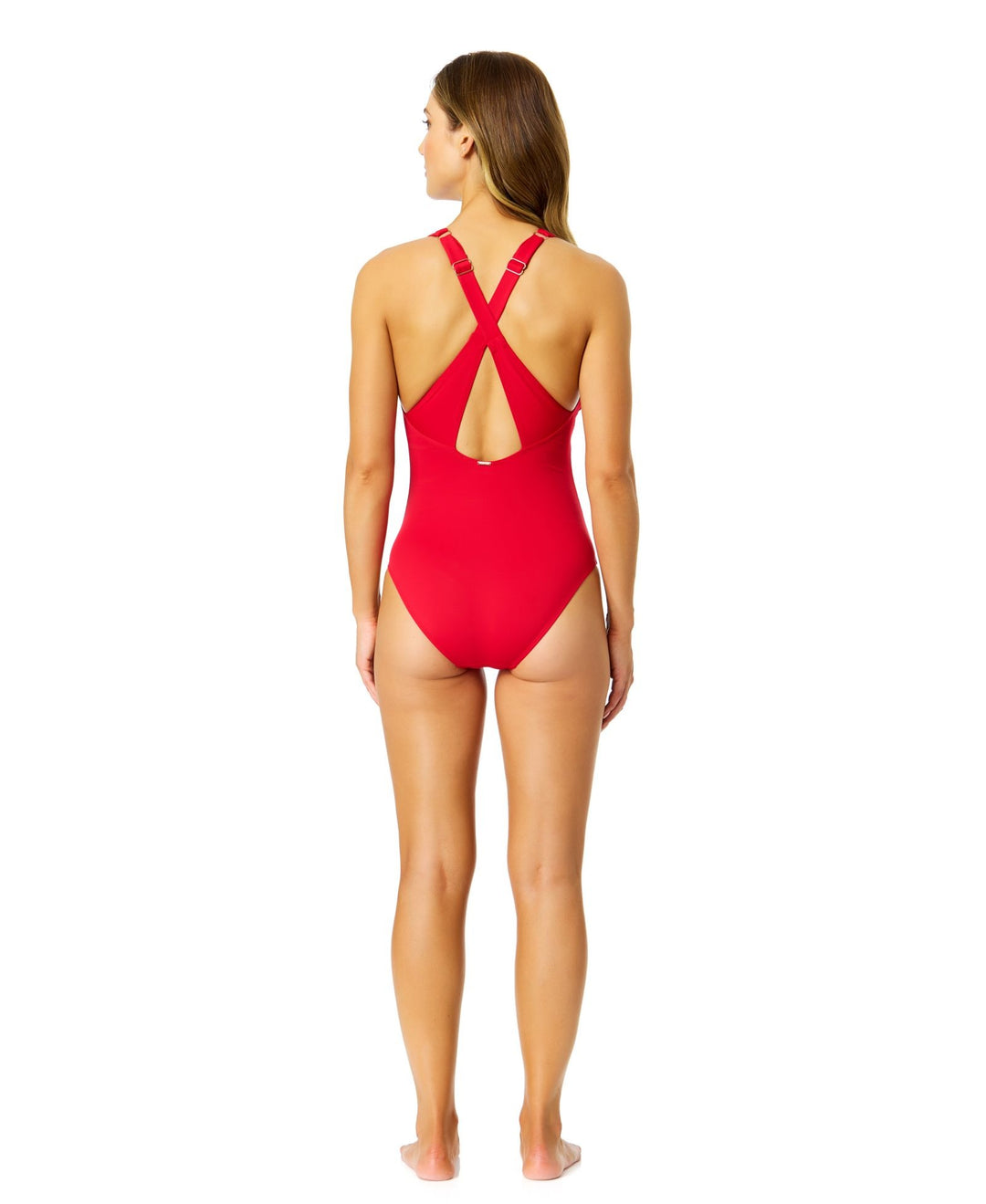 Anne Cole V Neck Cross Back One Piece
