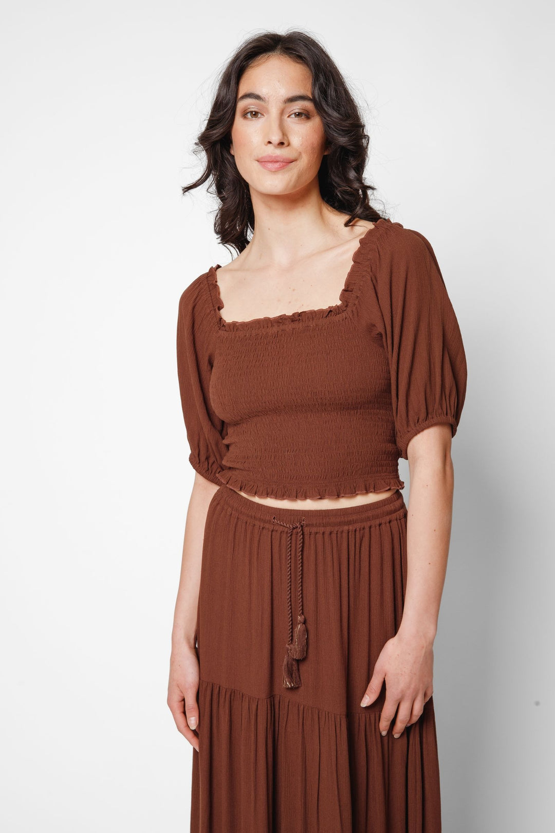 Koy Miami Smocked Crop Top