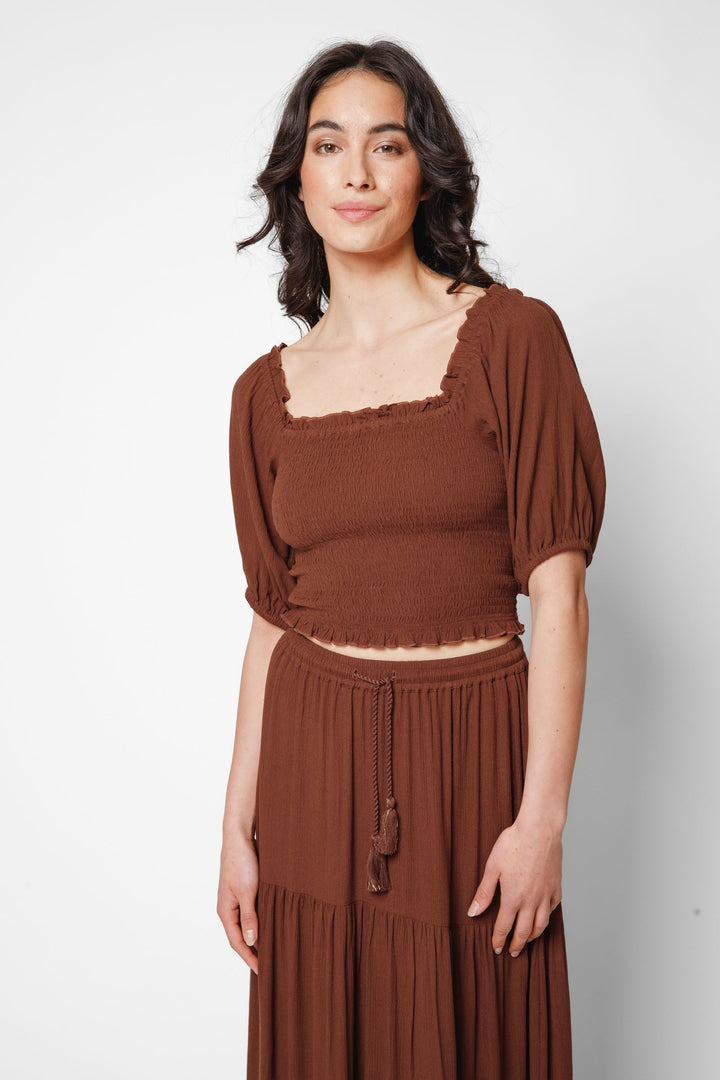 Koy Miami Smocked Crop Top