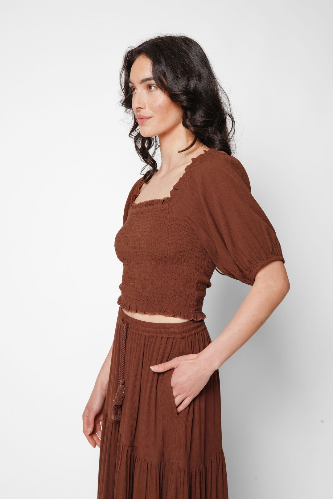 Koy Miami Smocked Crop Top