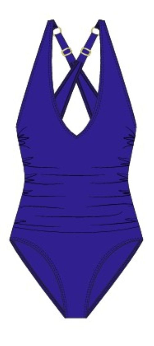 Anne Cole V Neck Cross Back One Piece