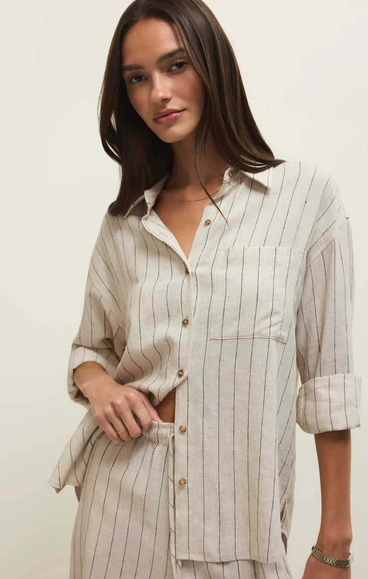 Z Supply  Alfie Striped Button Up Top