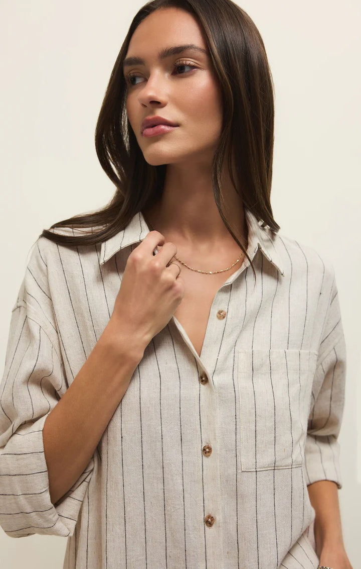 Z Supply  Alfie Striped Button Up Top