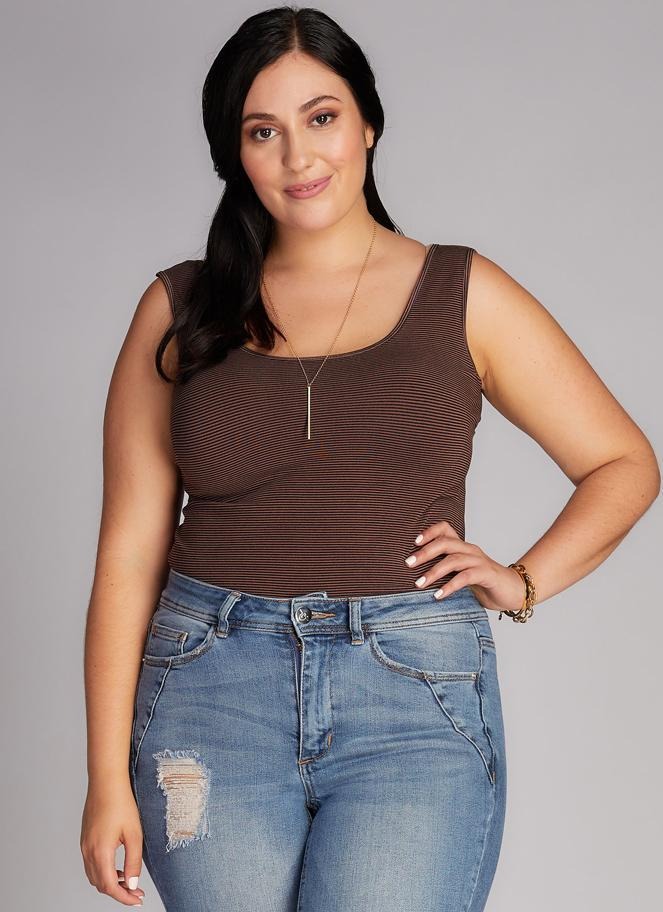 C'est Moi Plus Size Bamboo Double Scoop Tank