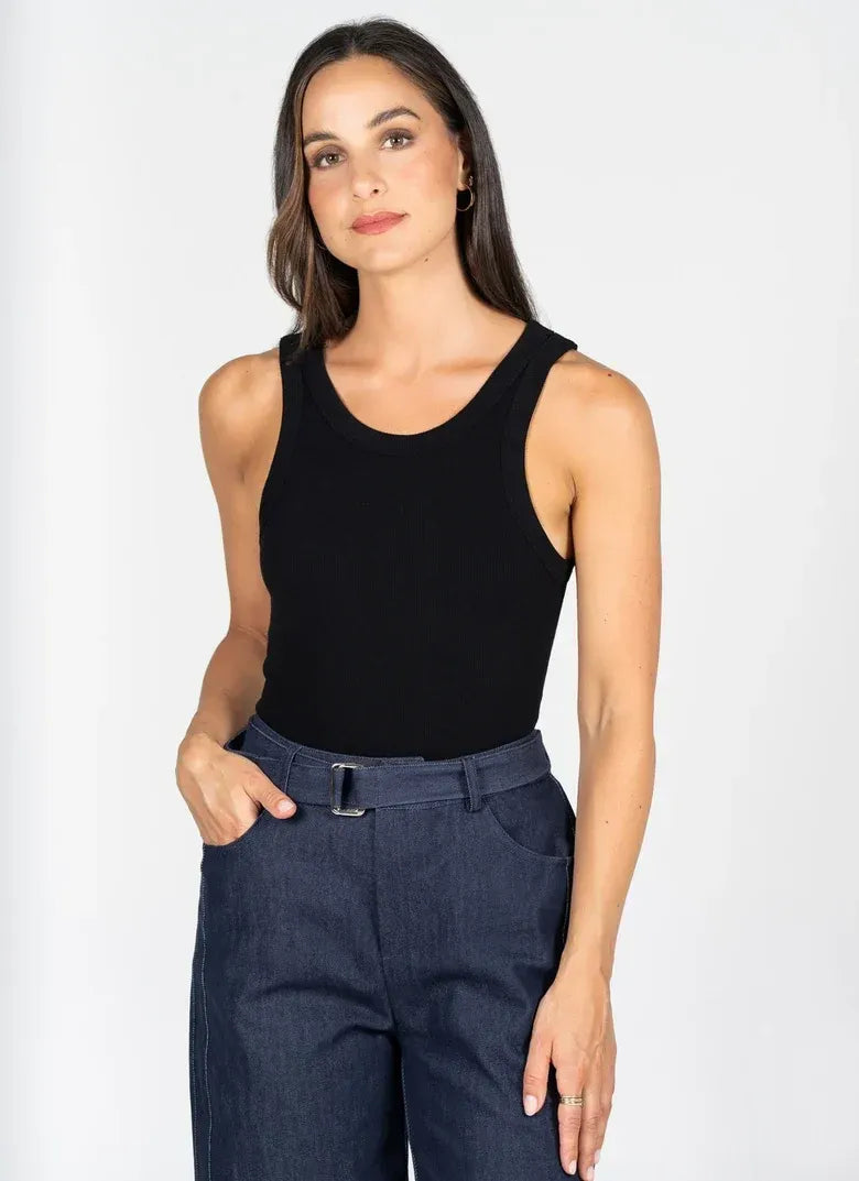 C'est Moi Bamboo Rib High Crew Tank