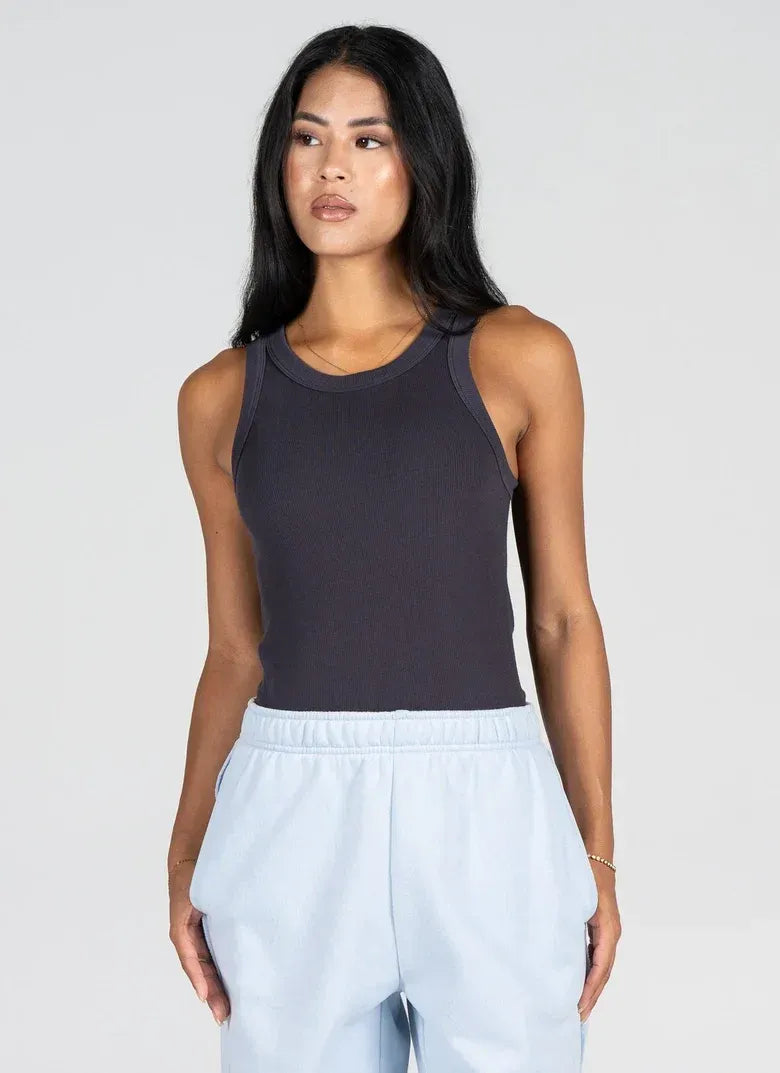 C'est Moi Bamboo Rib High Crew Tank