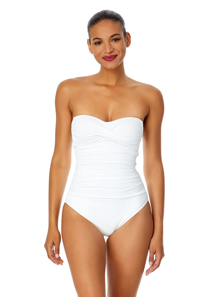 Anne Cole Solid Twist Bandeau One Piece