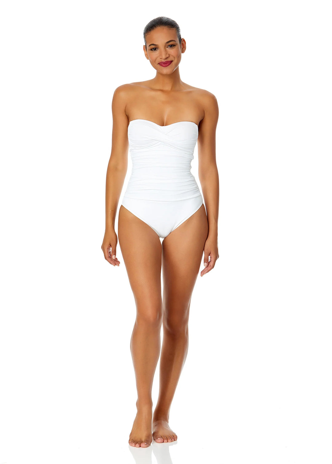 Anne Cole Solid Twist Bandeau One Piece