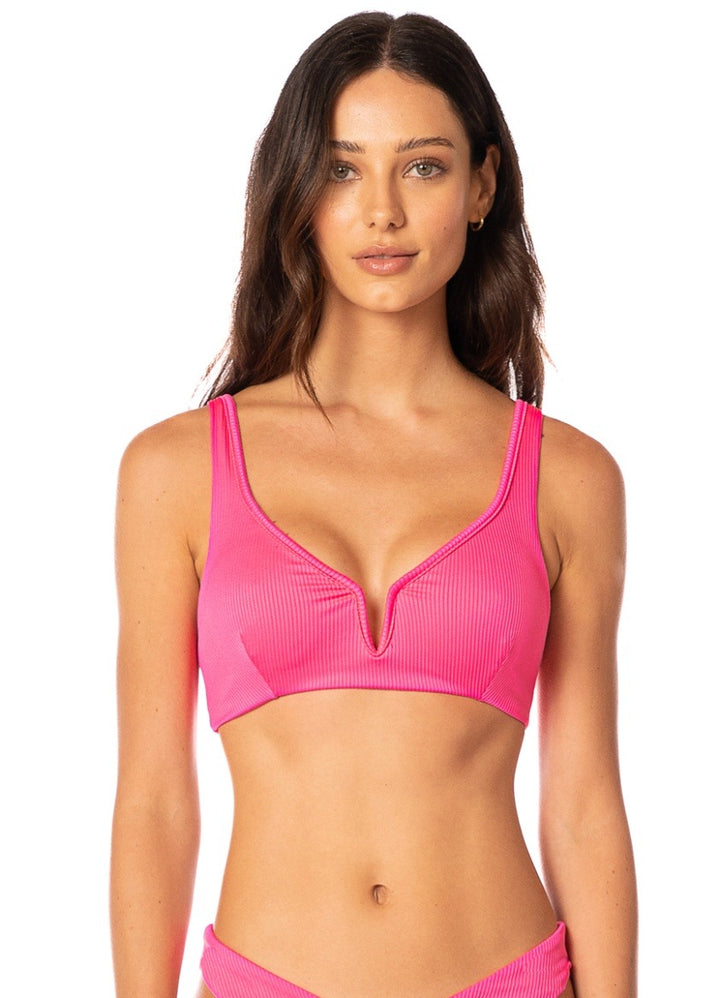 Maaji Hot Fuchsia Victoria V Wire Bralette Bikini Top