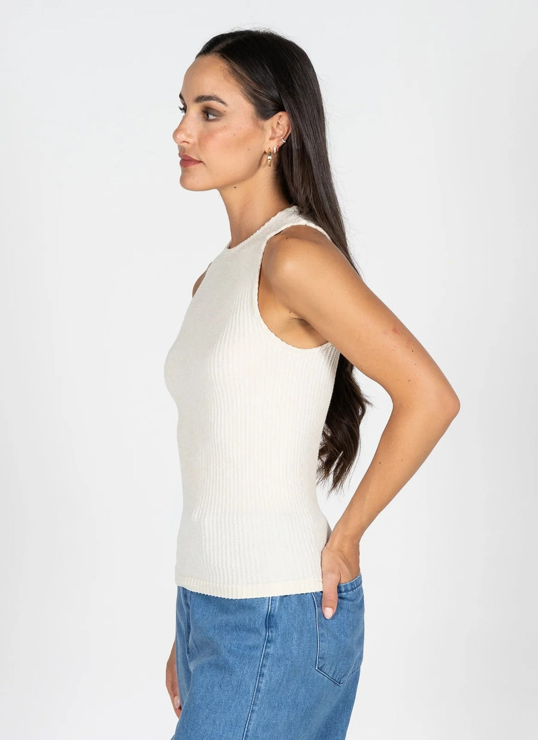 C'est Moi Seamless Textured Crewneck Tank