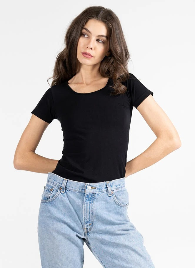 C'est Moi Bamboo Short Sleeve Scoop Neck Top