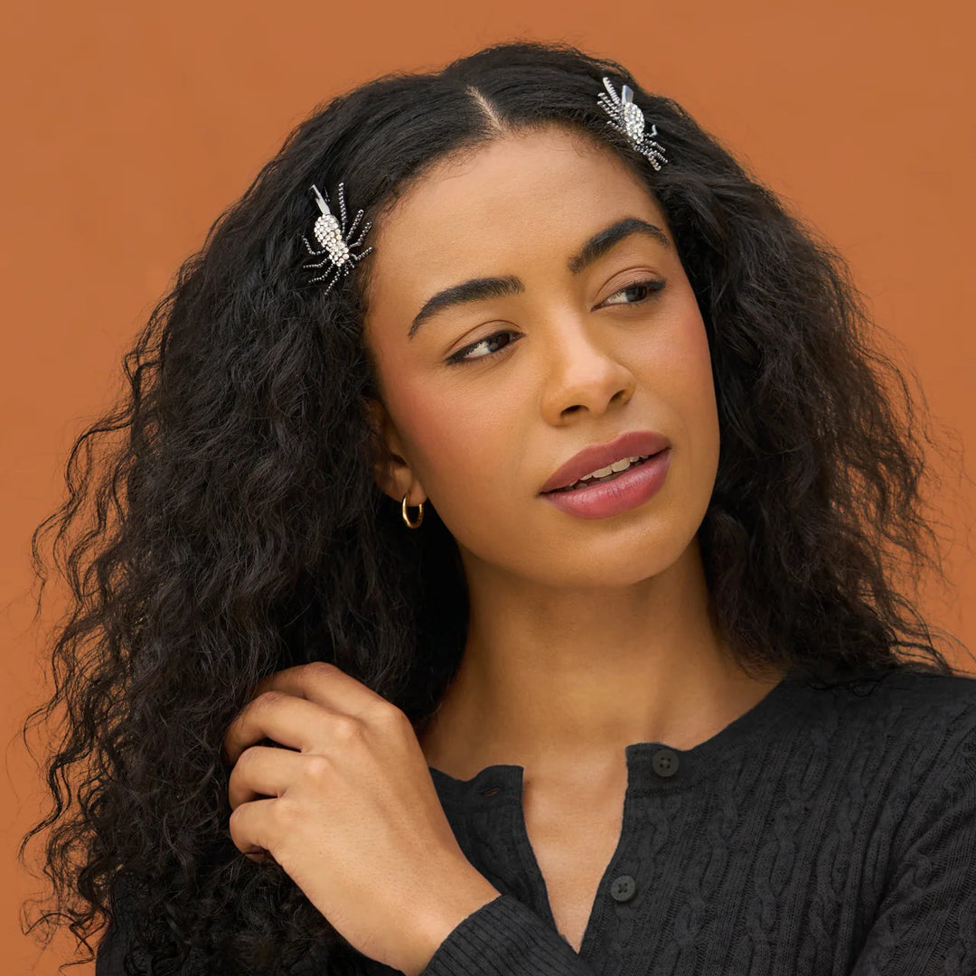 Kitsch Spider Metal Rhinestone Hair Clips