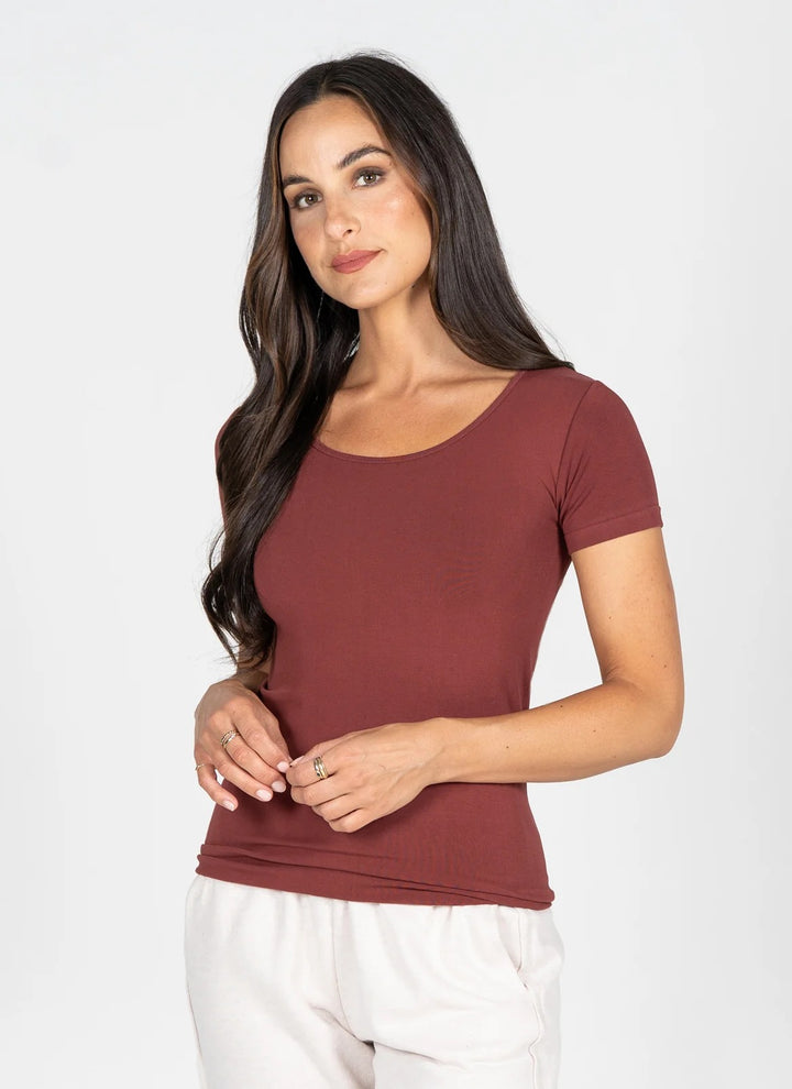 C'est Moi Bamboo Short Sleeve Scoop Neck Top
