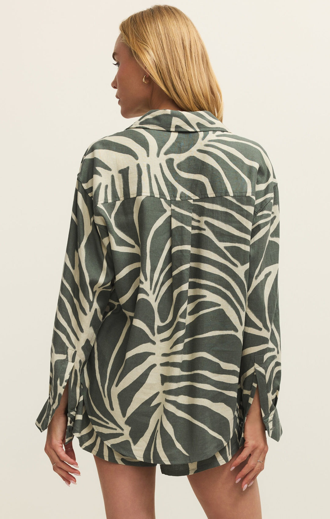 Z Supply Alfie Tova Palm Button Up Shirt