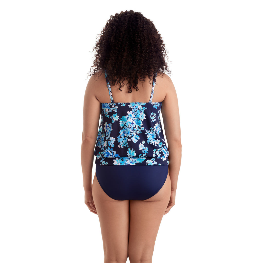 Shape Solver Shirred Neck Blouson Tankini