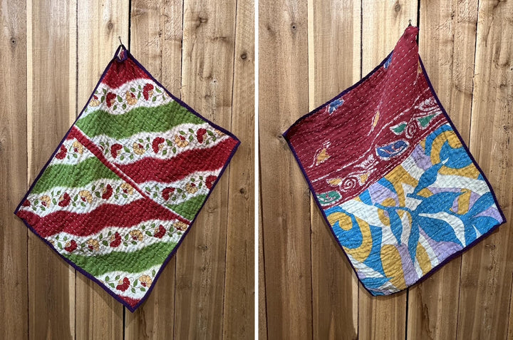 Vintage Kantha Kitchen Towel 20"x25"