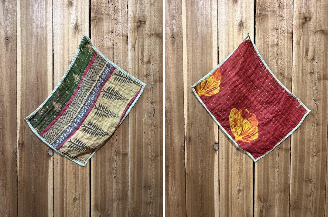 Vintage Kantha Kitchen Towel 14"x18"