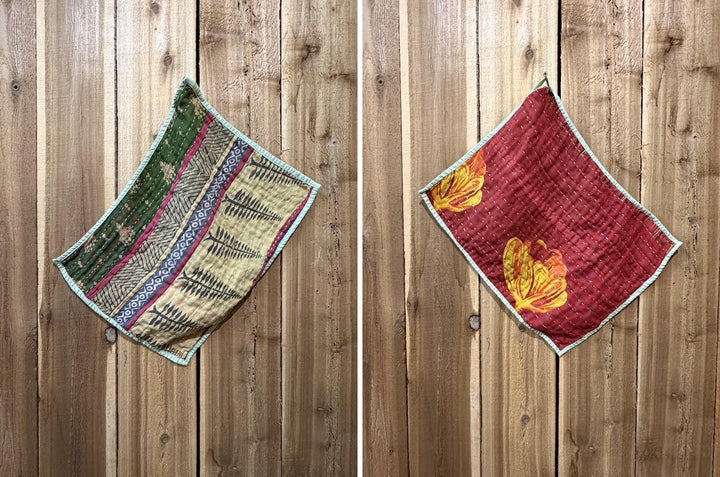 Vintage Kantha Kitchen Towel 14"x18"