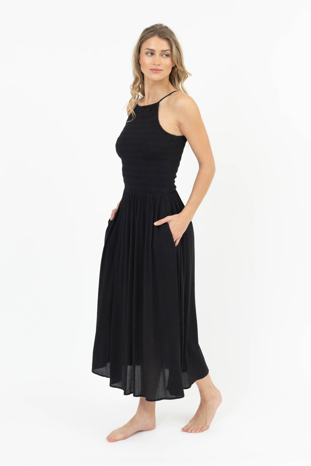 Koy Miami Luxe Hi Neck Midi Dress