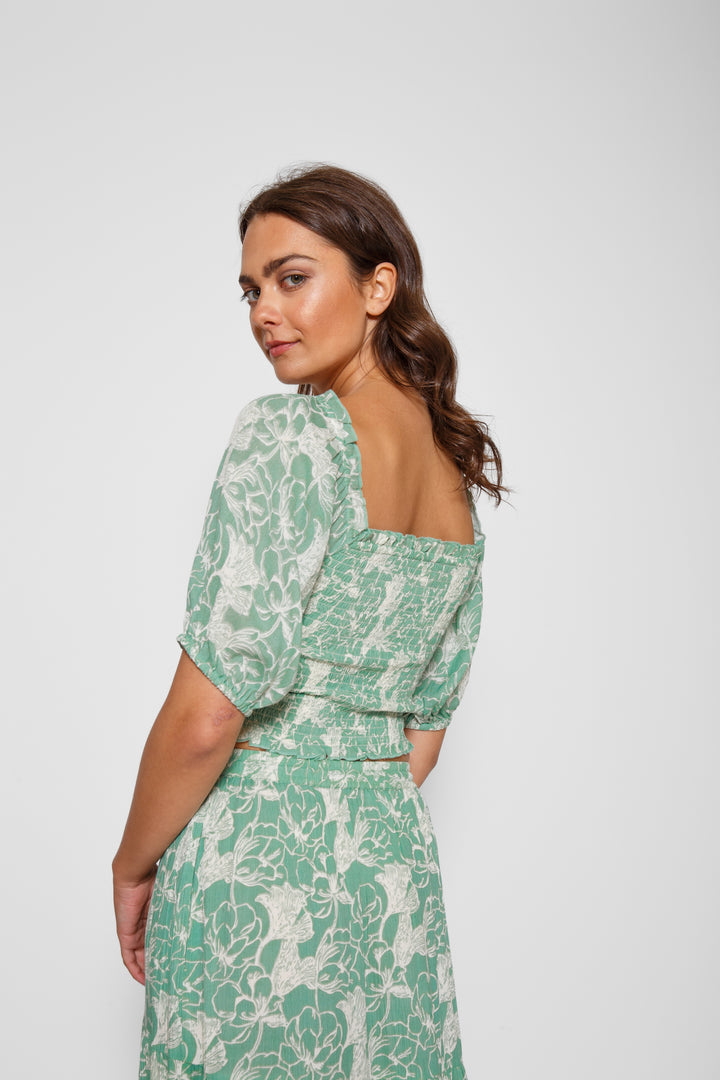 Koy Bloom Smocked Crop Top - Womens Blouse - Big Sun Vernon  | Okanagan Beachwear