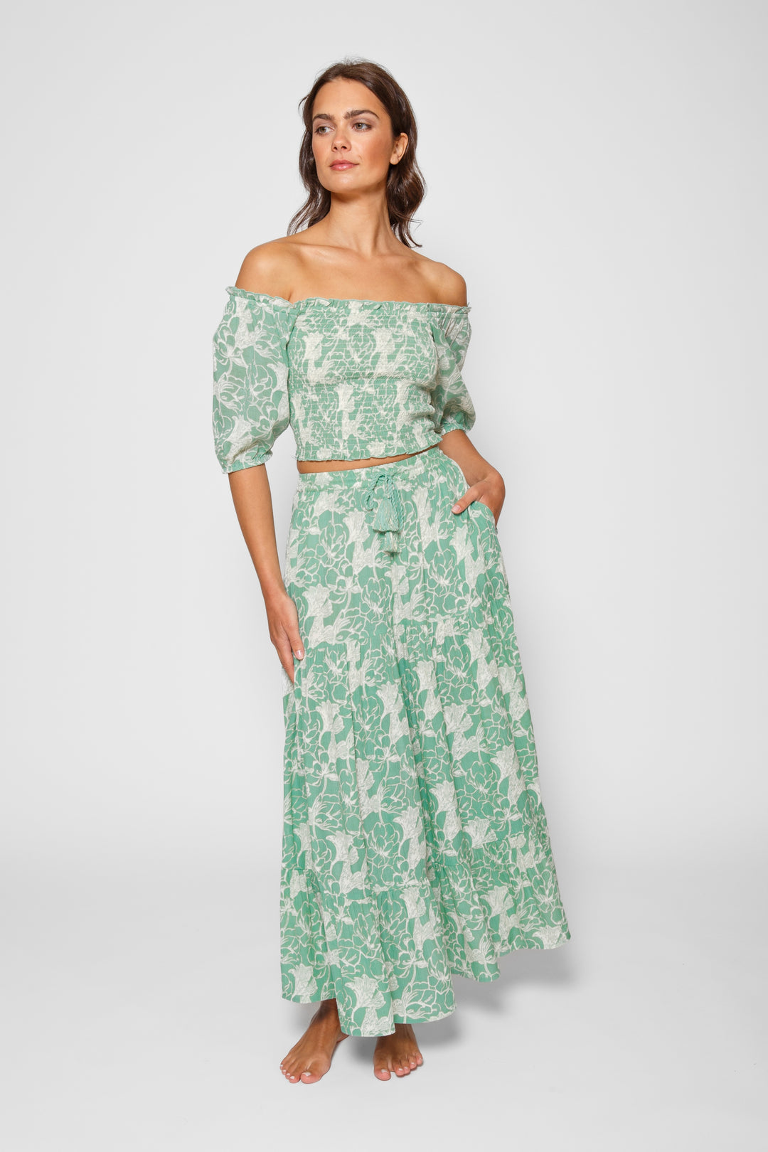 Koy Bloom Long Tiered Skirt - Womens Skirts - Big Sun Vernon  | Okanagan Beachwear