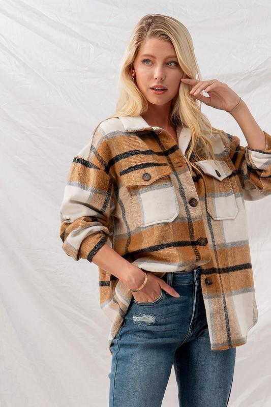 Dana Oversized Plaid Button Down - Womens Long Sleeves - Big Sun Vernon